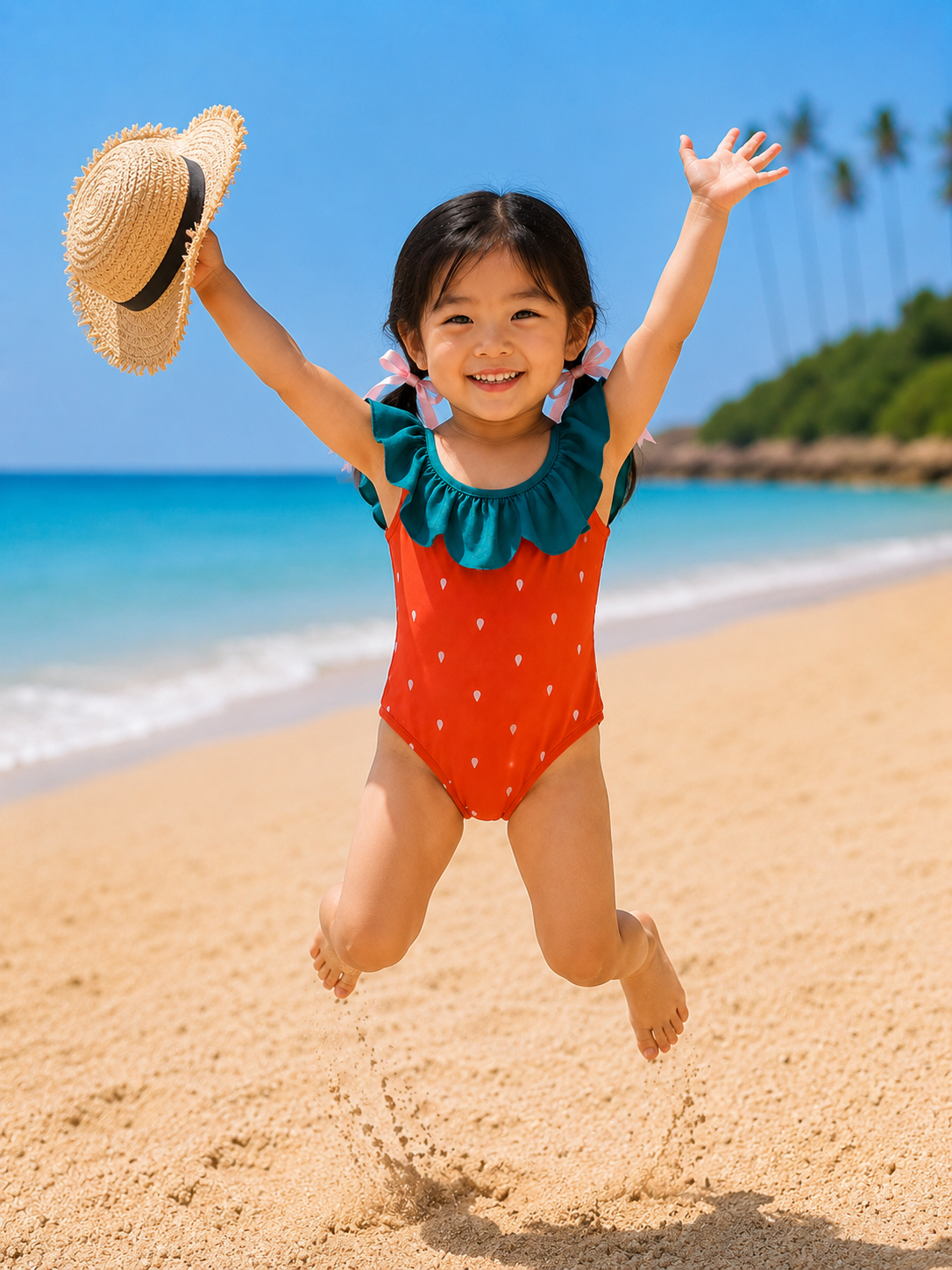 Girls Strawberry One-Piece Swimsuit