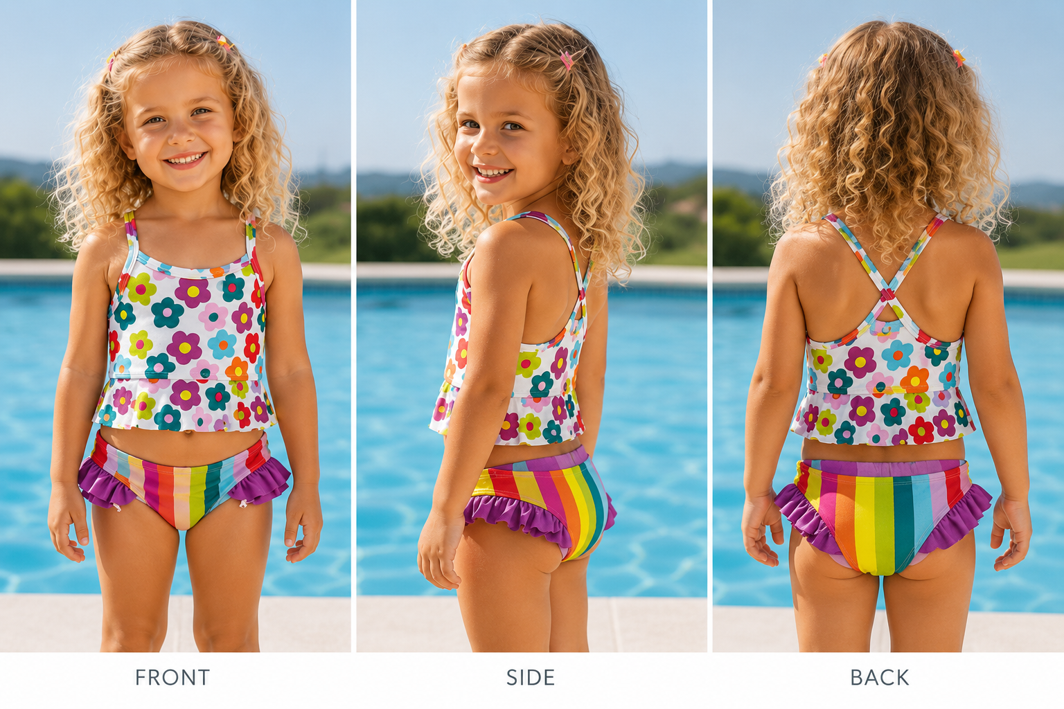 Rainbow Floral Two-Piece Swimsuit