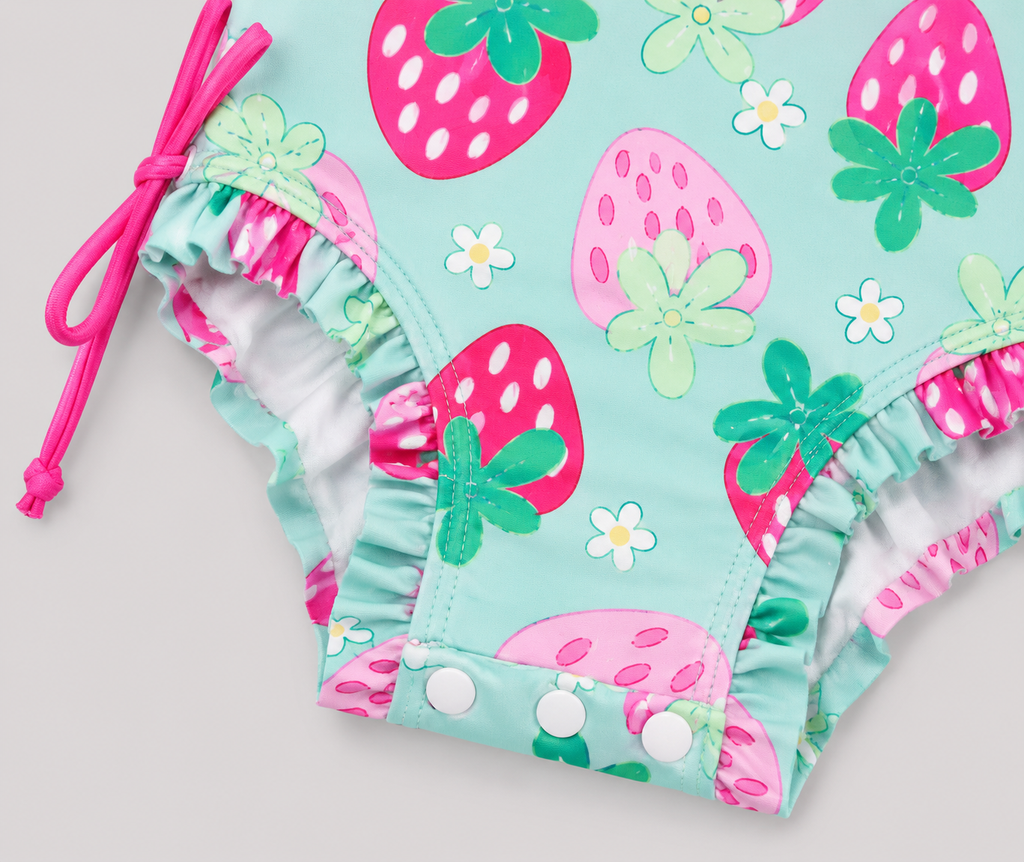 Toddler Girls Strawberry One-Piece Rashguard Swimsuit