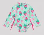 Toddler Girls Strawberry One-Piece Rashguard Swimsuit