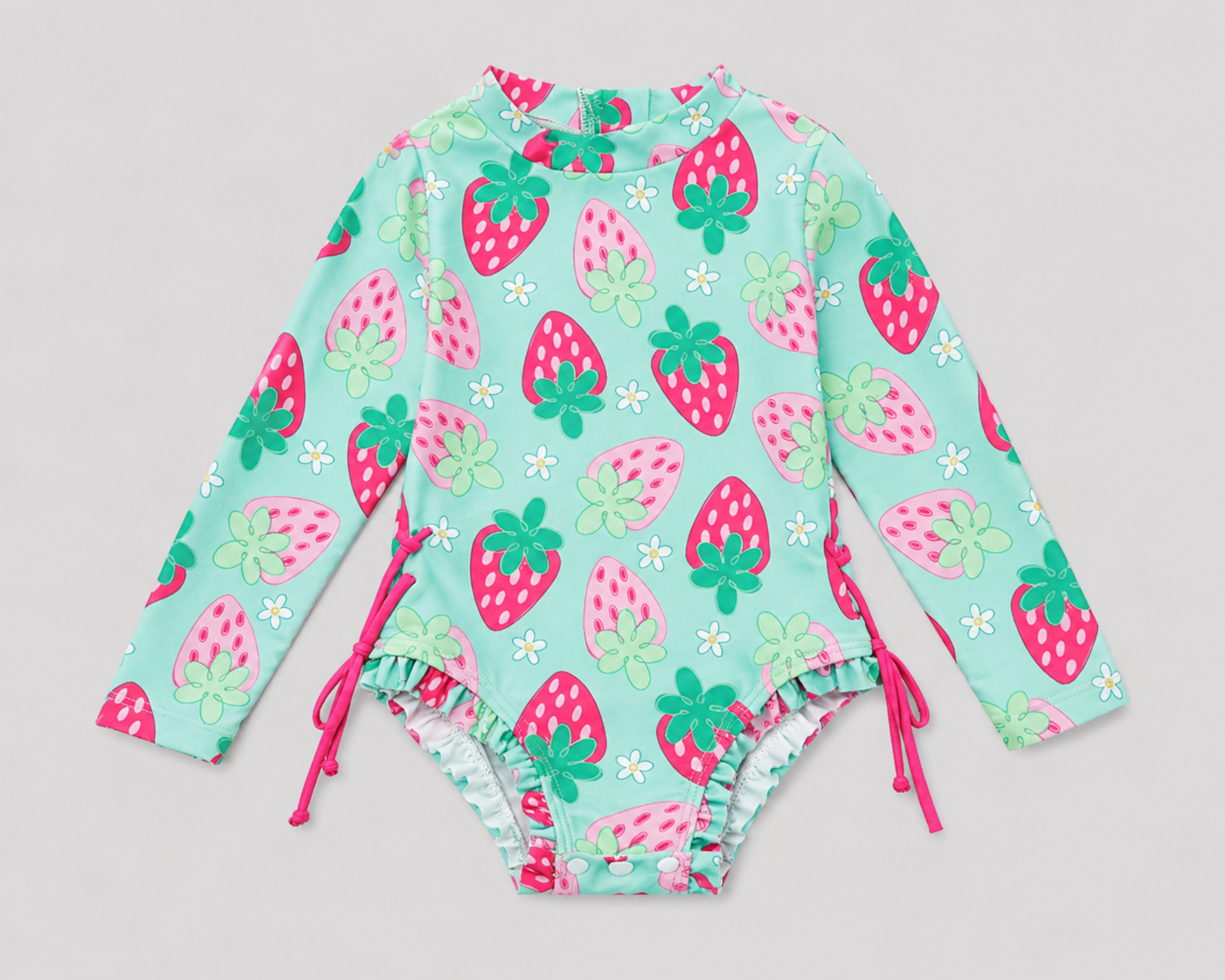 Toddler Girls Strawberry One-Piece Rashguard Swimsuit