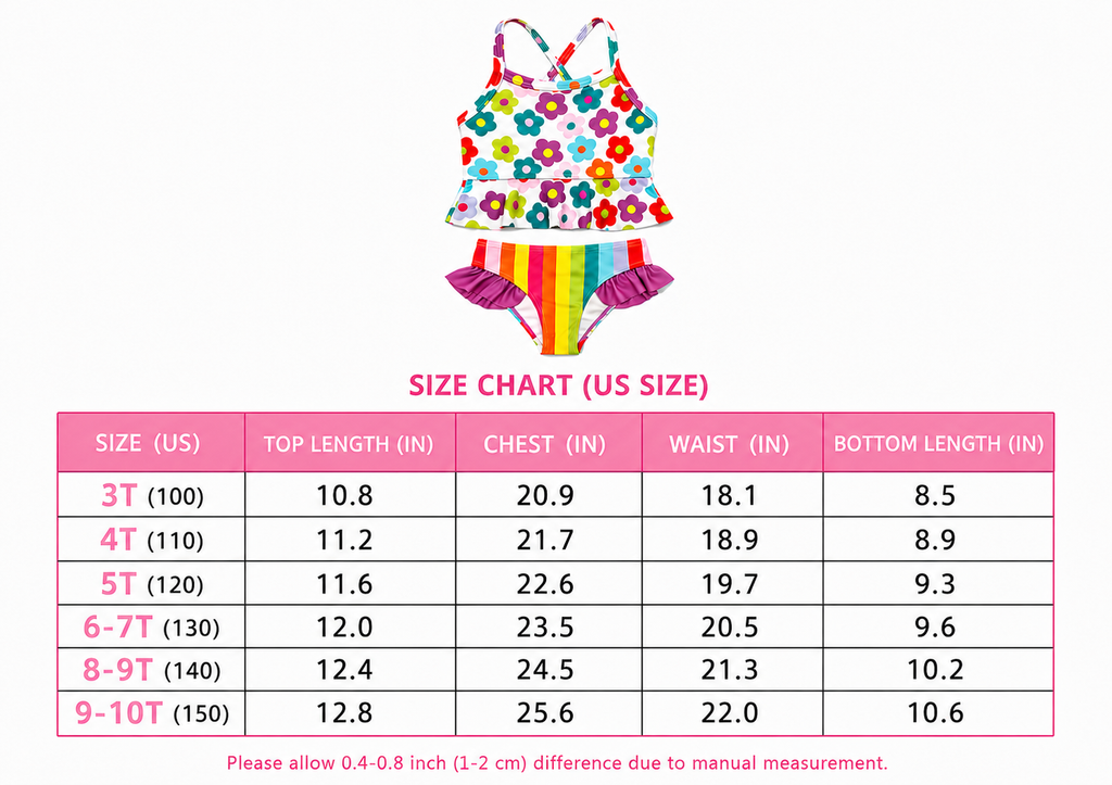 Rainbow Floral Two-Piece Swimsuit