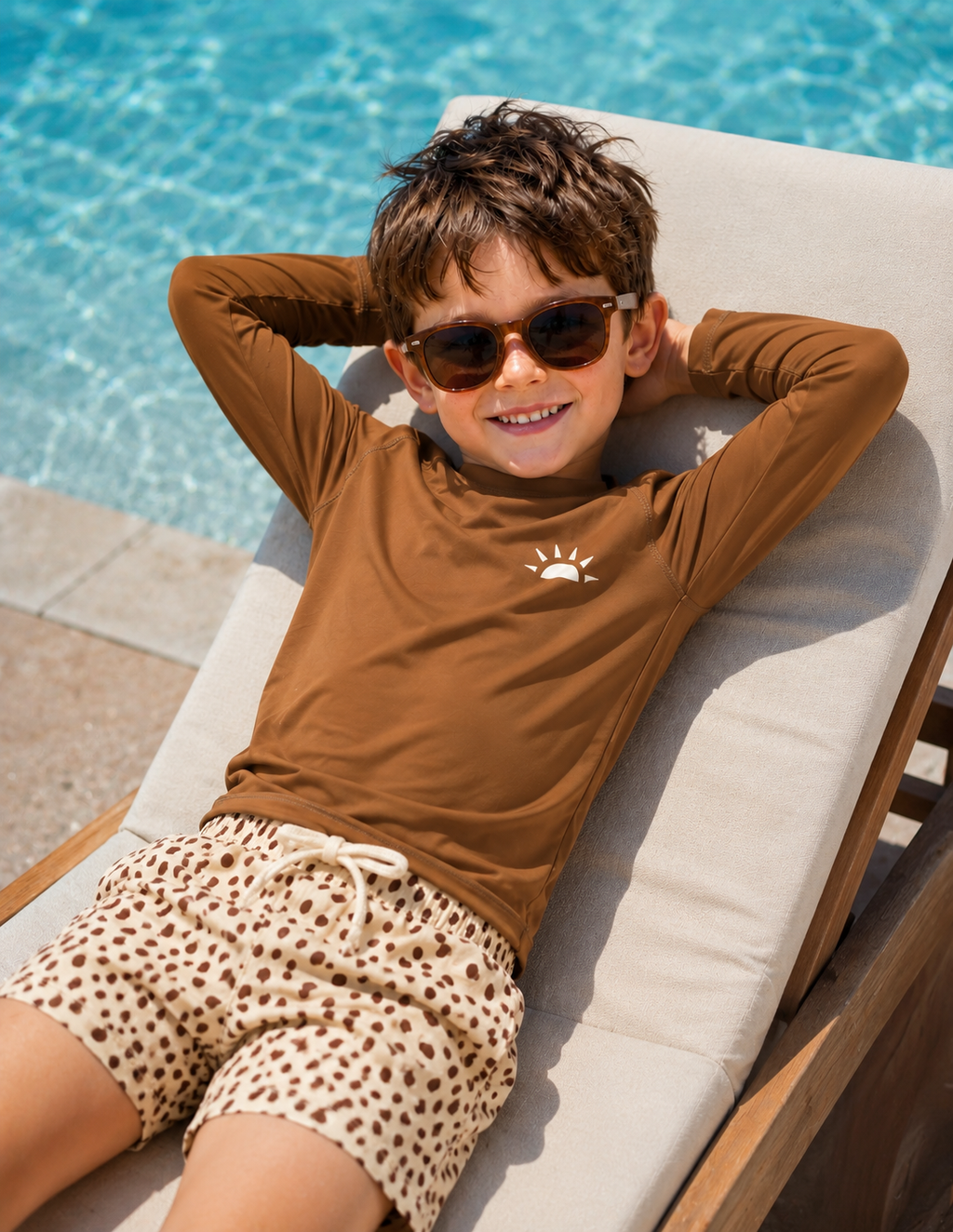 Boys Long Sleeve Rash Guard Swim Set – Sun Protection Two-Piece Swimsuit