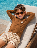 Boys Long Sleeve Rash Guard Swim Set – Sun Protection Two-Piece Swimsuit