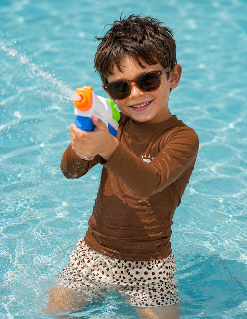 Boys Long Sleeve Rash Guard Swim Set – Sun Protection Two-Piece Swimsuit