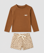 Boys Long Sleeve Rash Guard Swim Set – Sun Protection Two-Piece Swimsuit