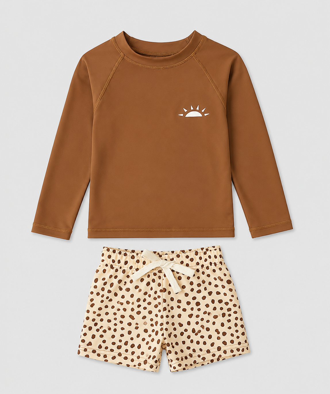 Boys Long Sleeve Rash Guard Swim Set – Sun Protection Two-Piece Swimsuit