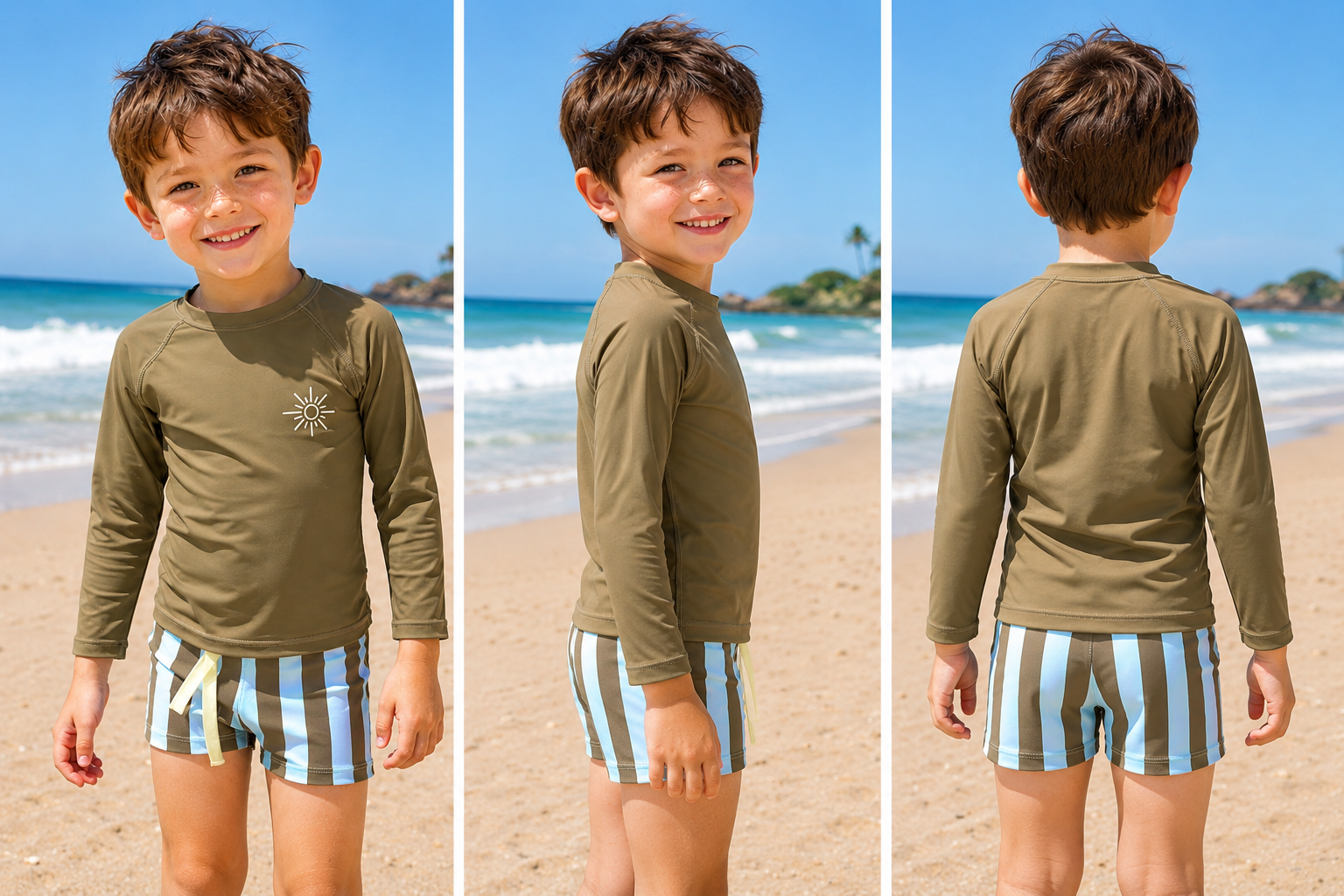 Boys’ Long Sleeve Rash Guard Swim Set