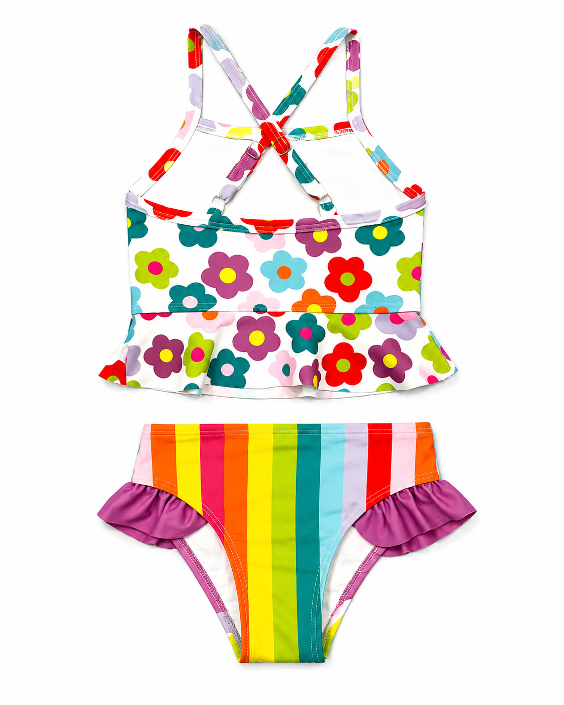 Rainbow Floral Two-Piece Swimsuit