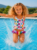 Rainbow Floral Two-Piece Swimsuit