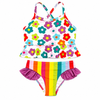 Rainbow Floral Two-Piece Swimsuit