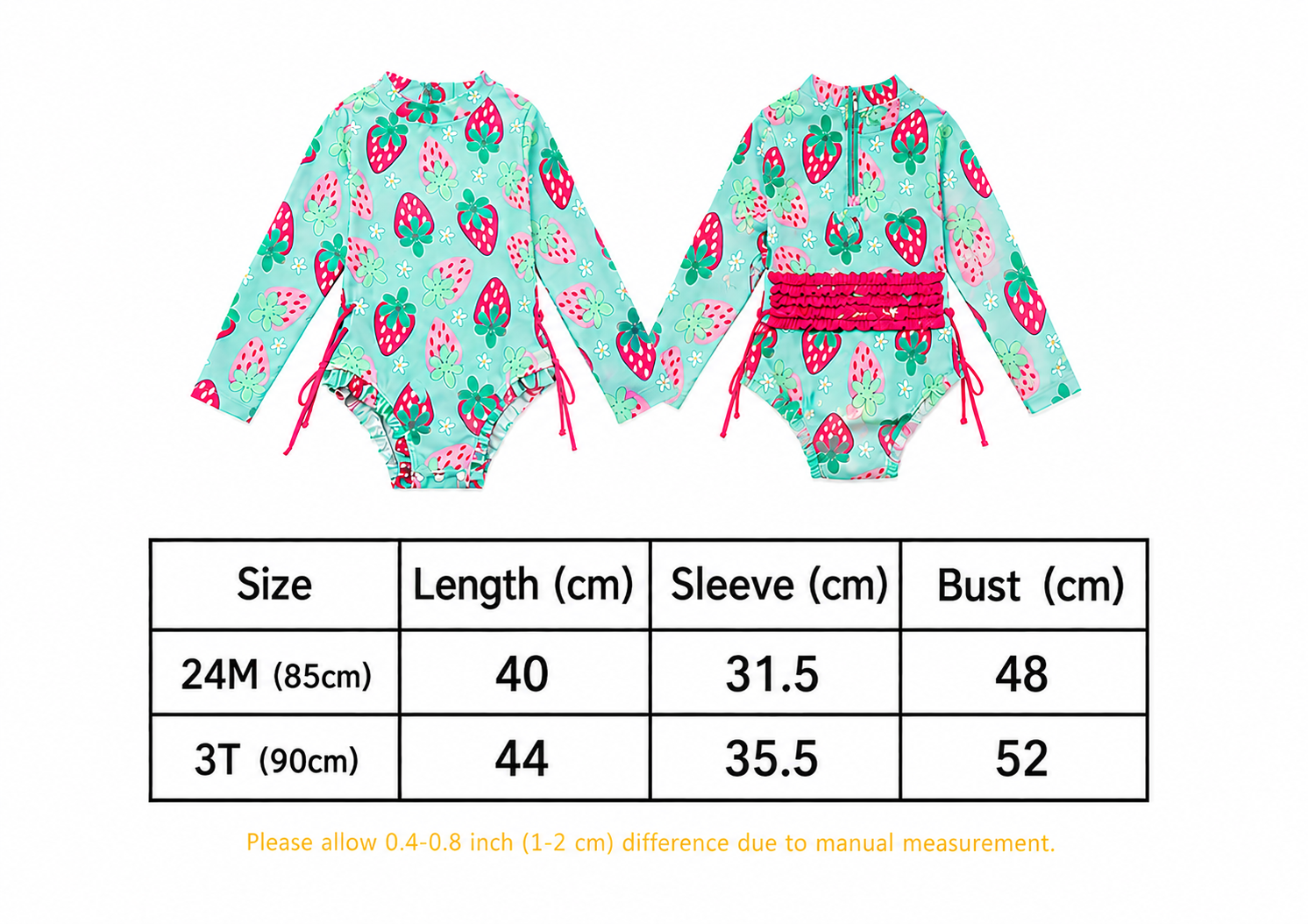 Toddler Girls Strawberry One-Piece Rashguard Swimsuit