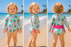 Toddler Girls Strawberry One-Piece Rashguard Swimsuit