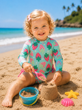 Toddler Girls Strawberry One-Piece Rashguard Swimsuit
